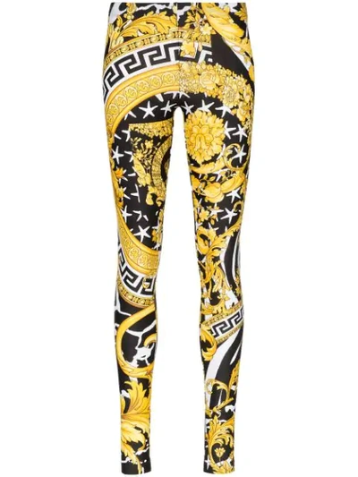 Versace Leggings In Lycra Stampa Savage Barocco Dorato In Multicolour