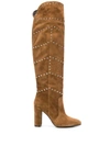 Via Roma 15 Studded Knee High Boots In Brown