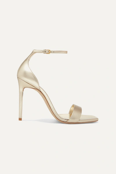 Saint Laurent Amber Metallic Leather Sandals In Gold