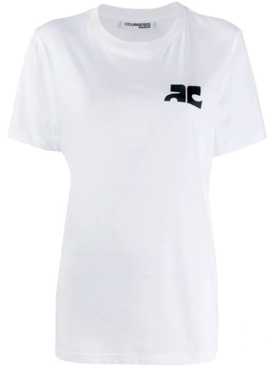 Courrèges Logo Cotton Jersey Top In White