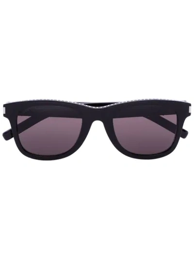 Saint Laurent Studded Square Sunglasses In Black