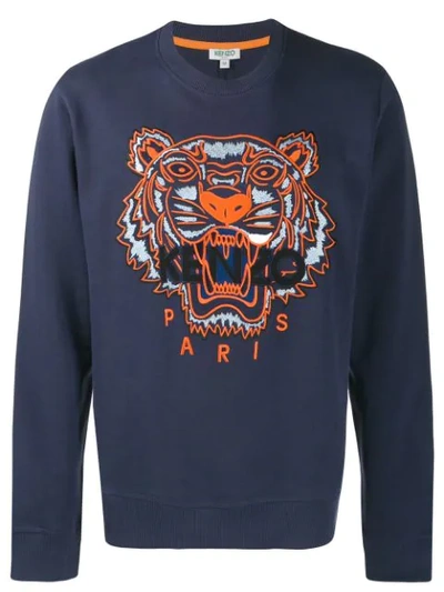 Kenzo Embroidered Tiger Sweatshirt In Blue