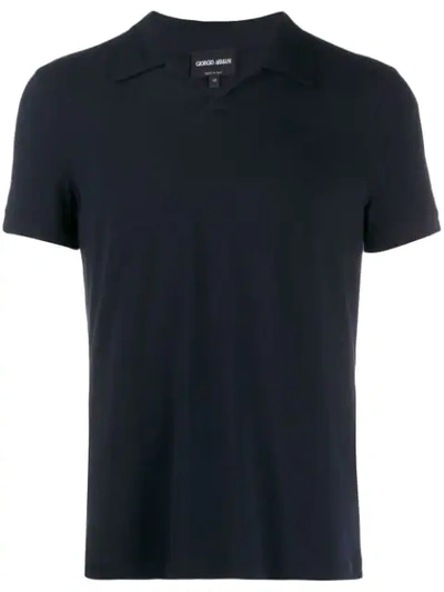 Giorgio Armani Shortsleeved Polo Shirt In Azul Oscuro