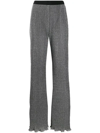 Alberta Ferretti Lurex Knit Flared Trousers In Black