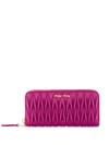 Miu Miu Matelassé Zip-around Wallet In F0592 Dalia