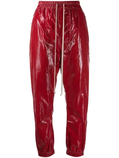 Rick Owens Coated Drawstring Trousers In Red