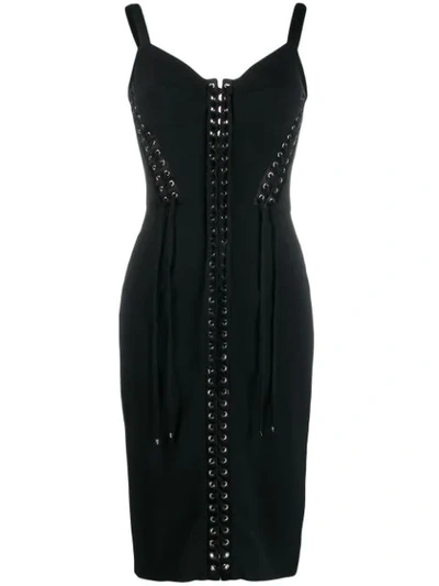 Dolce & Gabbana Embellished Cady Midi Dress In Black