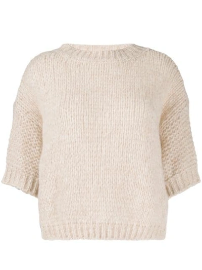 Roberto Collina Cable Knit Wool Jumper In Neutrals