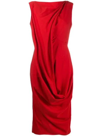 Rick Owens Draped Design Dress In Red