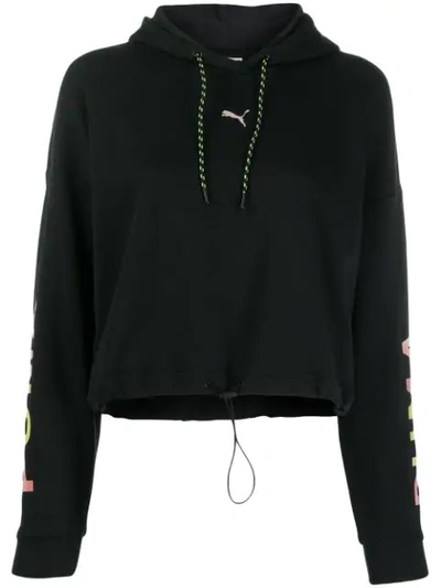 Puma Chase Cropped Hoodie In Black