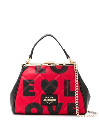Love Moschino Logo Print Tote In Red