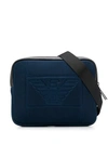 Emporio Armani Perforated Logo Belt Bag In Blue