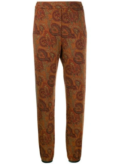 Etro Printed Track Pants In Brown