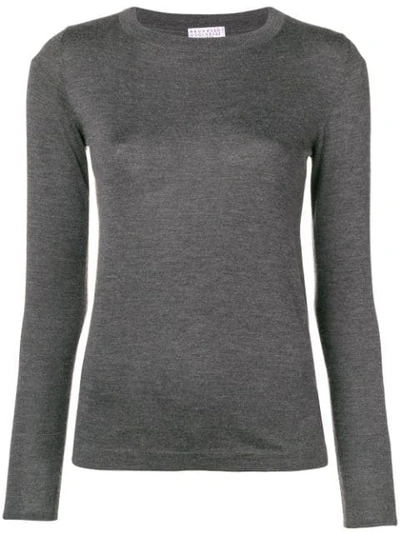 Brunello Cucinelli Long-sleeve Fitted Sweater In Grey