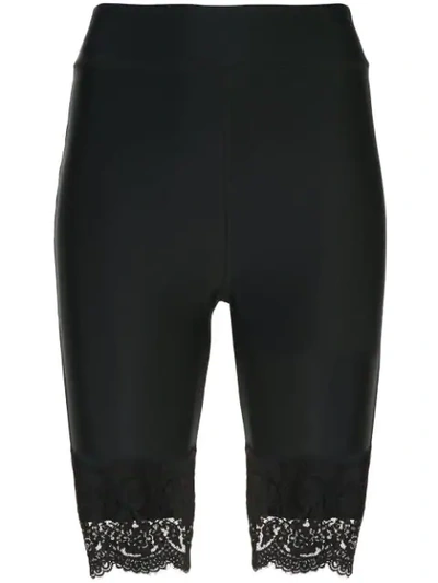 Cynthia Rowley Ives Lace Trim Biker Short In Black