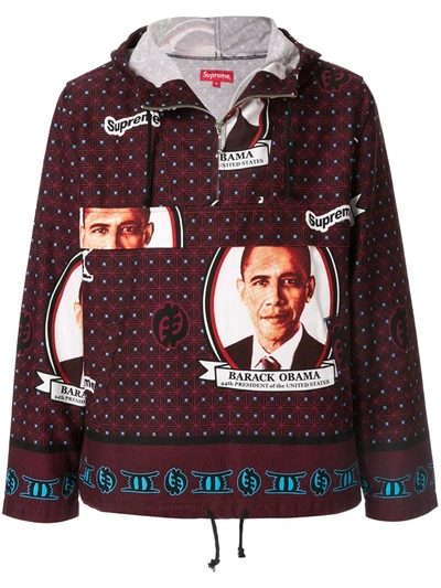 Supreme Obama-print Hooded Jacket In Multicolour