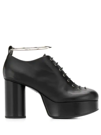 Jil Sander Lace-up Platform Shoes In Black