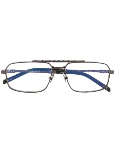 Hublot Eyewear Thin Oval Frame Glasses In 黑色
