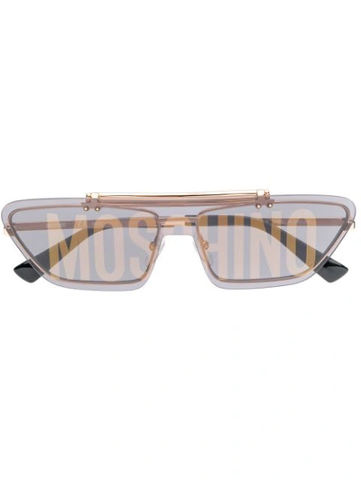 Moschino Eyewear Logo Print Cat Eye Sunglasses In Gold