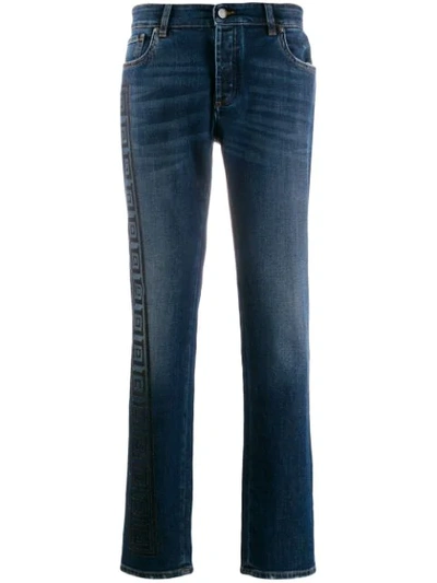 Versace Skinny Logo Jeans In Blue