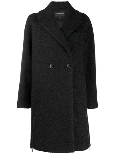 Ea7 Single-breasted Coat In Black