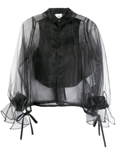 Comme Des Garçons Sheer Buttoned Up Blouse In Black