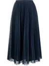 Red Valentino Redvalentino Tulle Pleated Midi Skirt In Blue