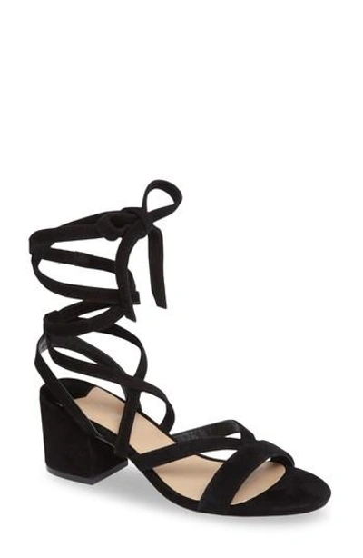 Tony Bianco Amor Ankle Wrap Sandal In Black Suede
