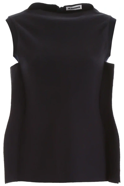 Jil Sander Wool Top In Blue