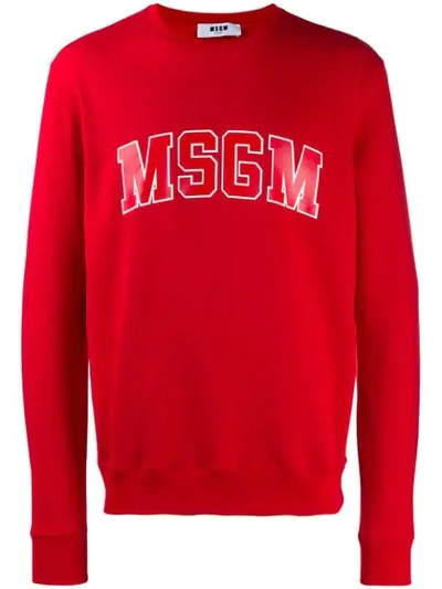 Msgm Printed Logo Sweatshirt In Red