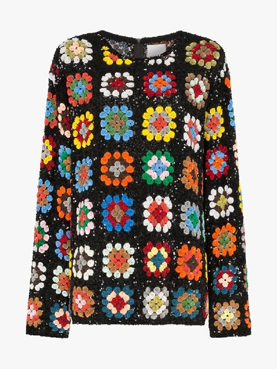 Ashish Sequin-embellished Crochet Knit Jumper In Multicolour