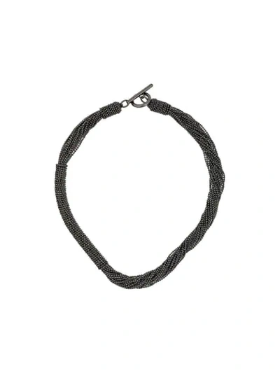 Brunello Cucinelli Bead Chain Choker In Grey