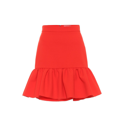 Msgm Ruffled High-rise Cady Miniskirt In Red