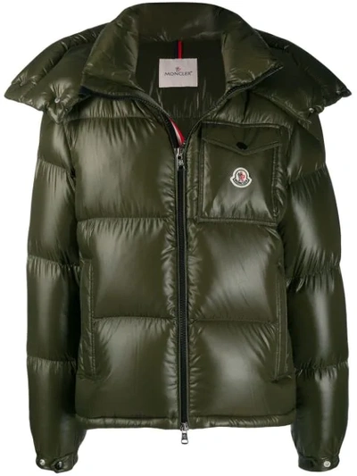 Moncler Shiny Padded Jacket In Green