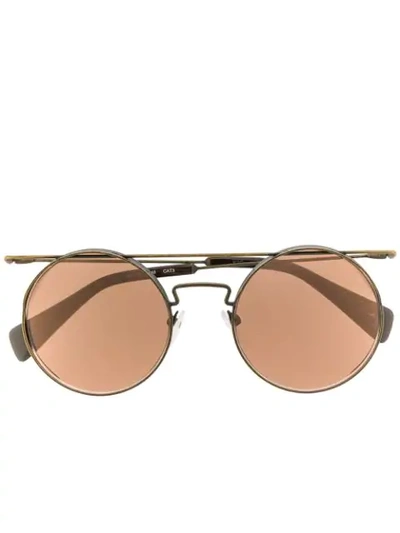 Yohji Yamamoto Round Frame Sunglasses In Brown