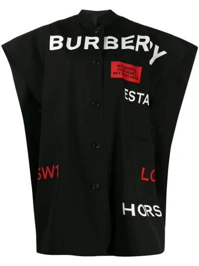 Burberry Logo Sleeveless Coat In Black