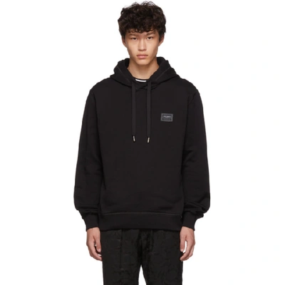 Dolce & Gabbana Dolce And Gabbana Black Plaque Hoodie In N0000 Black