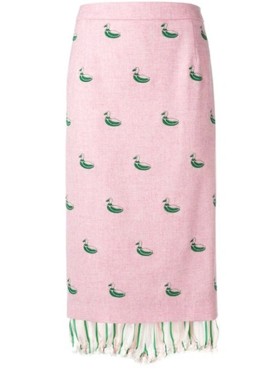 Thom Browne Duck-print Bloomer-detail Skirt In Pink
