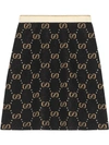Gucci Gg Intarsia Wool Blend Knit Skirt In Black/beige Gg Wool