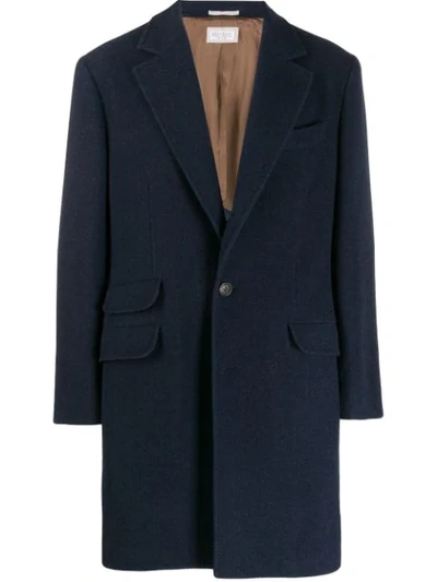 Brunello Cucinelli Cashmere Medium Coat In Blue