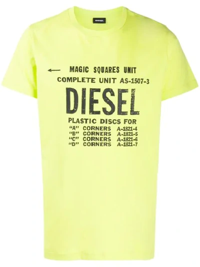 Diesel Short-sleeved T-shirt With Maxi Logo Print In Yellow