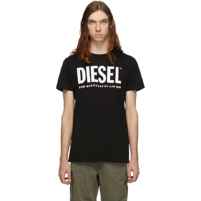 Diesel Short-sleeved T-shirt With Maxi Logo Print In Black