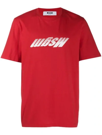 Msgm Printed Logo T-shirt In Red