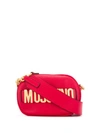 Moschino Lettering Logo Plaque Shoulder Bag In Red