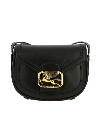 Etro Leather Bag With Maxi Metal Plate In Black
