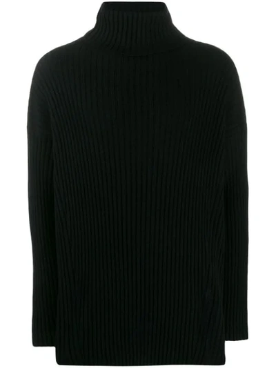 Ann Demeulemeester Knitted Turtle Neck Jumper In Black