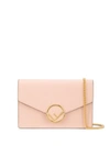 Fendi Logo Plaque Envelope Clutch In Pink