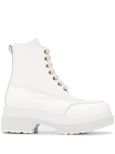 Mm6 Maison Margiela Chunky Lace-up Boots In White