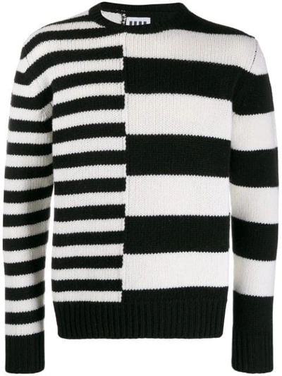 Les Hommes Urban Striped Knit Jumper In White