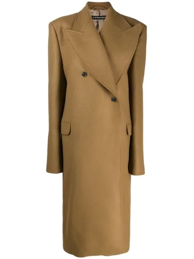 Y/project Double-breasted Overcoat In Brown